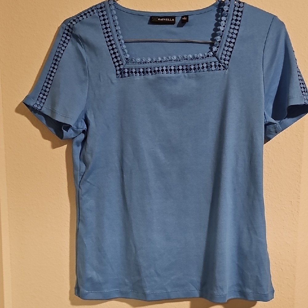 Rafaella Blue Boxy Short Sleeve T-Shirt